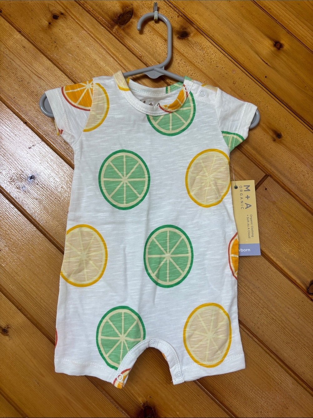 White Citrus Print Baby One-Piece